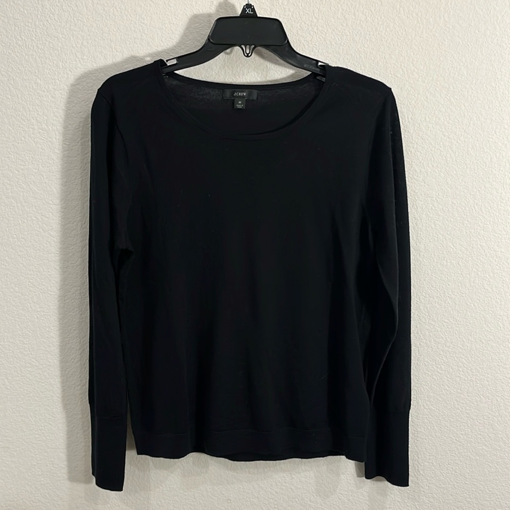 J CREW MERINO WOOL BLACK CREW SWEATER